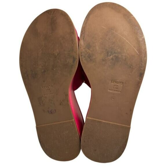 Schutz Hot Pink Leather Platform Wedge Sandals Sz 7.5 Barbie Y2K Chunky Festival - Picture 7 of 16